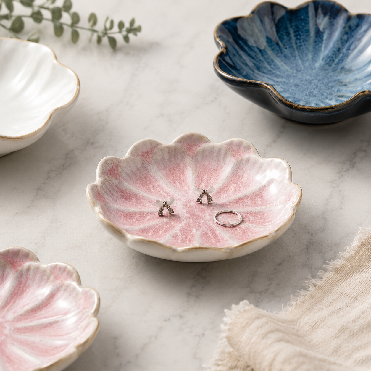 Ceramic Jewelry Tray Lotus Design