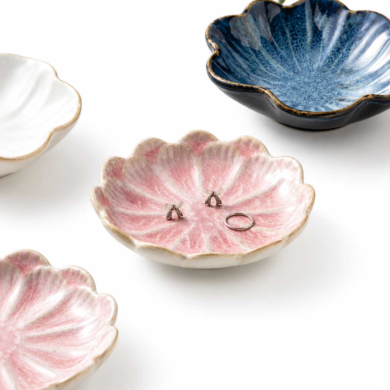 Ceramic Jewelry Tray Lotus Design