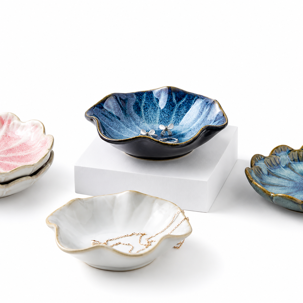 Ceramic Jewelry Tray Lotus Design