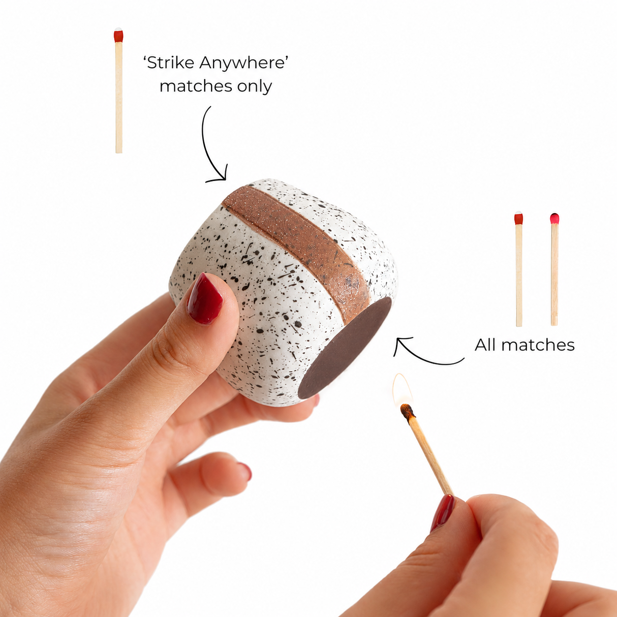 Ceramic Match Holder with Striker Set of 2