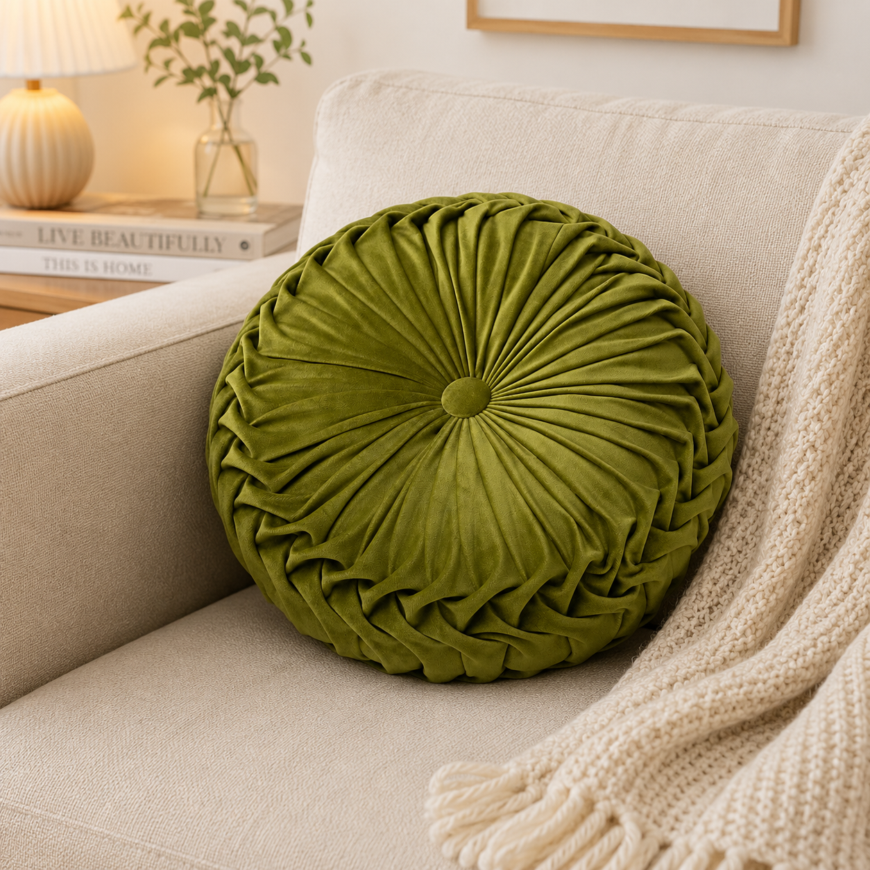 Velvet Round Accent Pillow