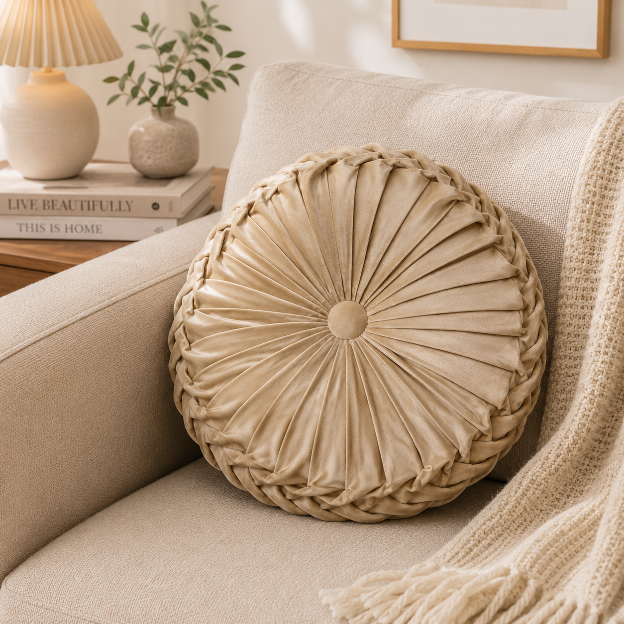 Velvet Round Accent Pillow
