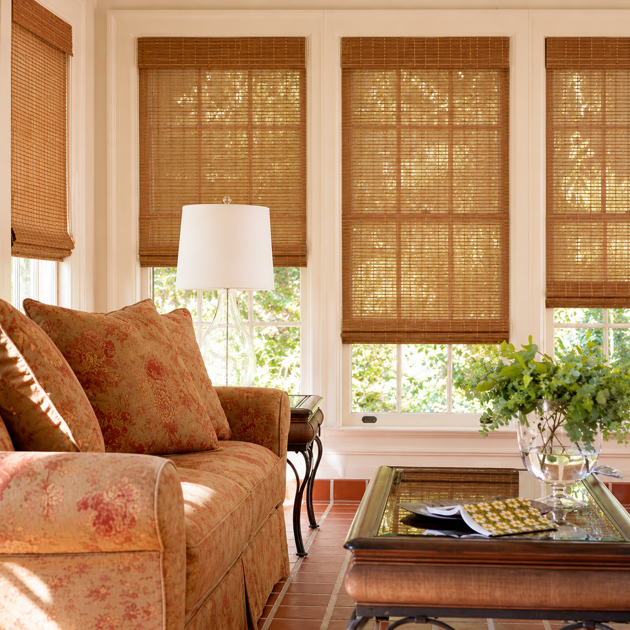 Hand-Pulled Bamboo Roman Shades