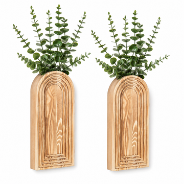 Wooden Arch Wall Vases - Set of 2