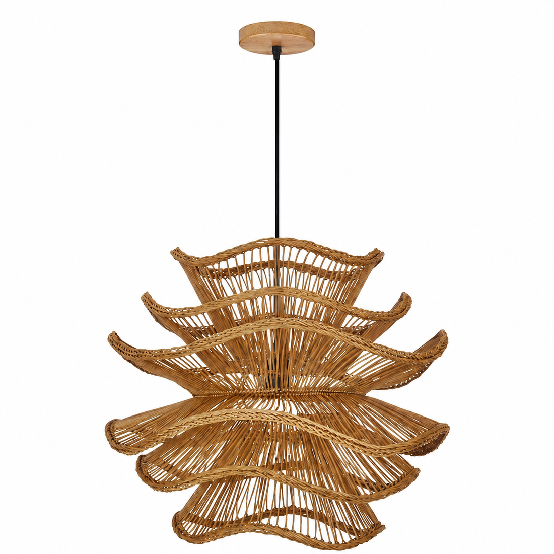 Layered Rattan Pendant Light