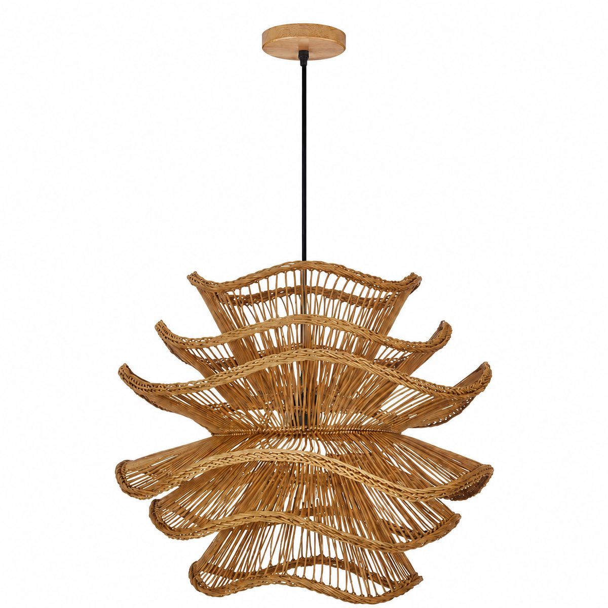 Layered Rattan Pendant Light