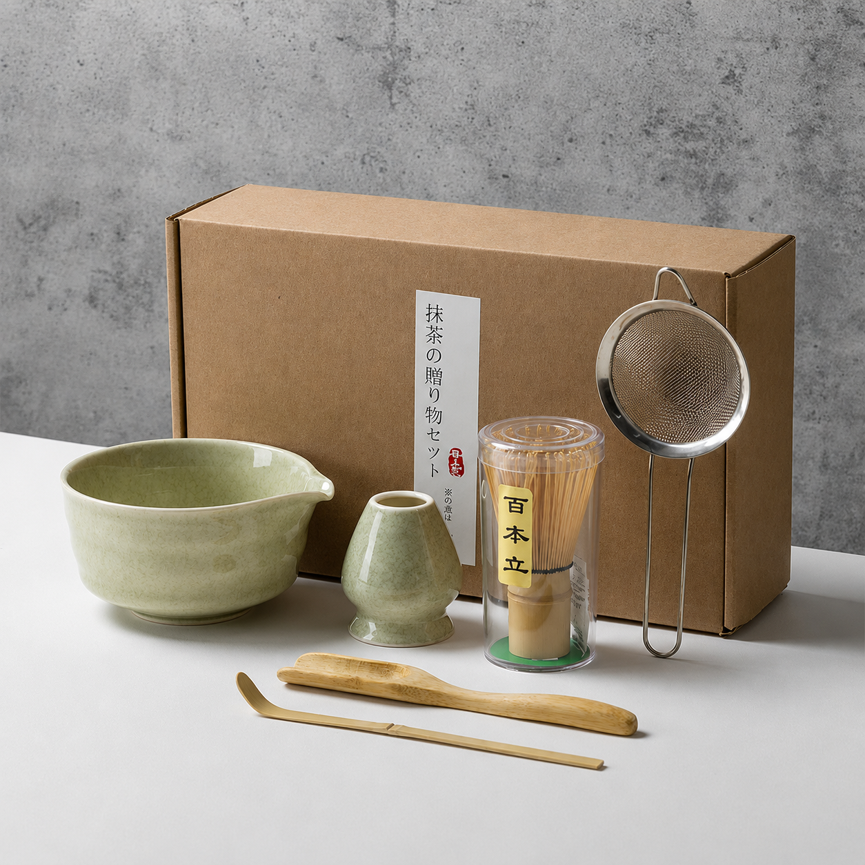 Matcha Tea Set 6-Piece – Ceramic Bowl Bamboo Whisk Tea Kit