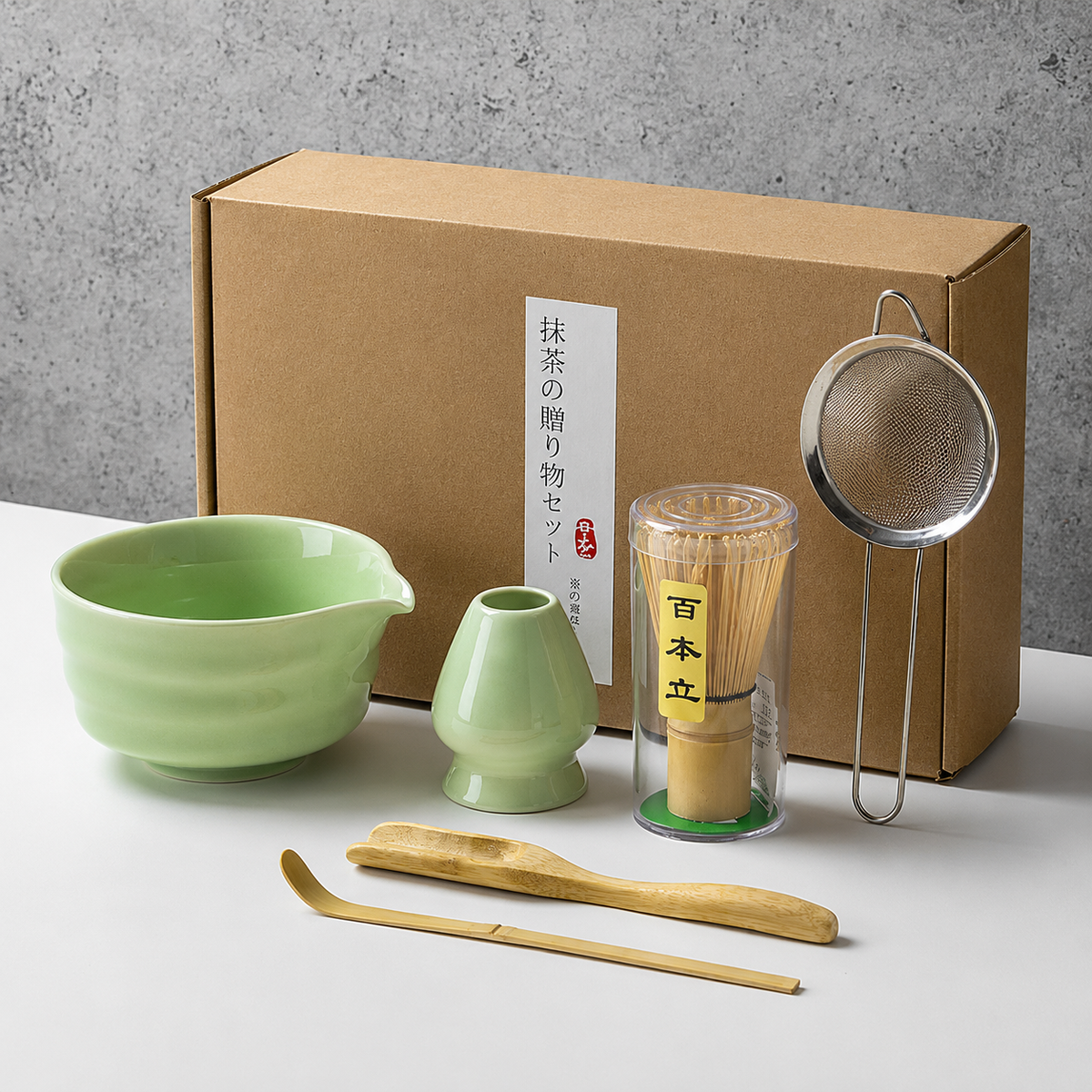 Matcha Tea Set 6-Piece – Ceramic Bowl Bamboo Whisk Tea Kit