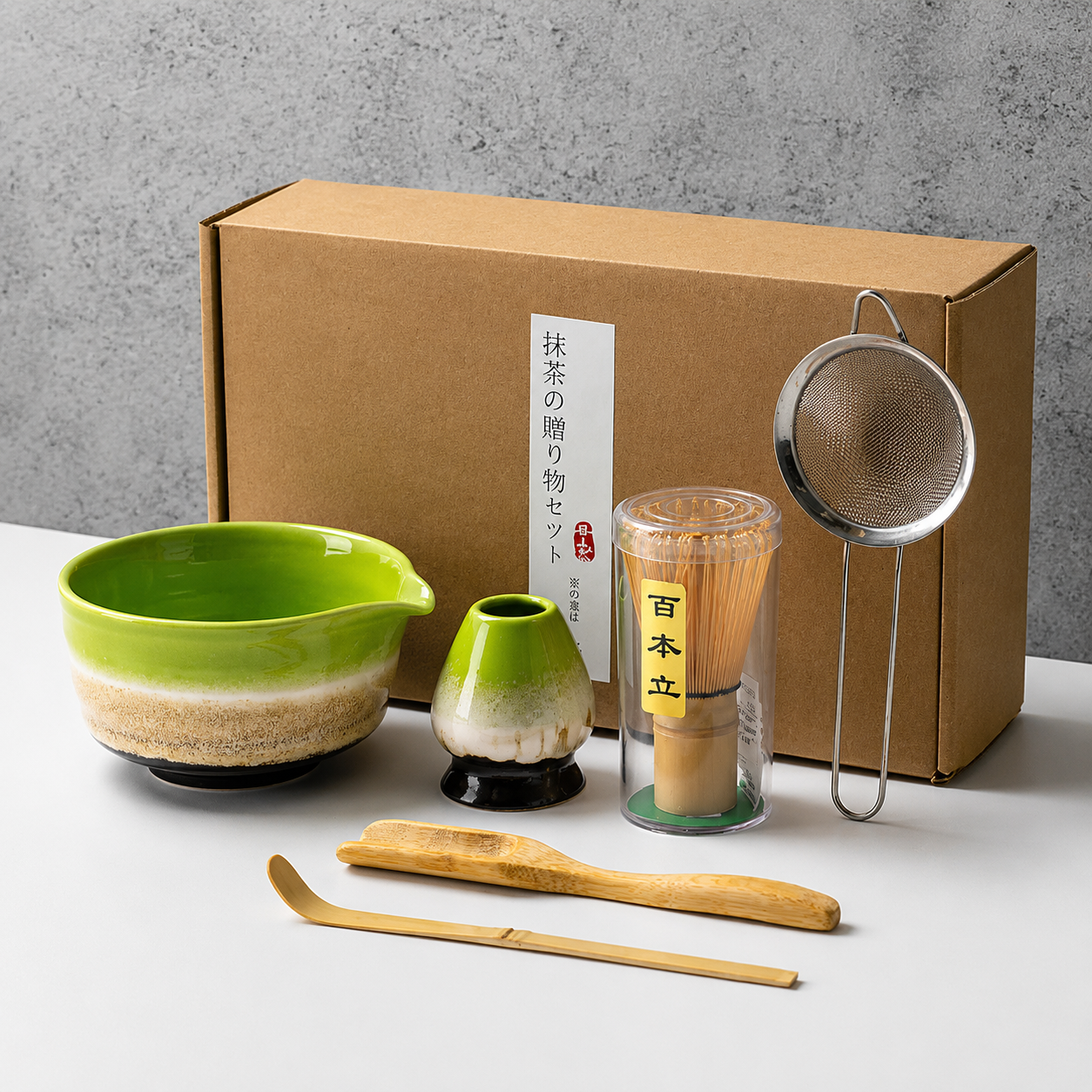 Matcha Tea Set 6-Piece – Ceramic Bowl Bamboo Whisk Tea Kit