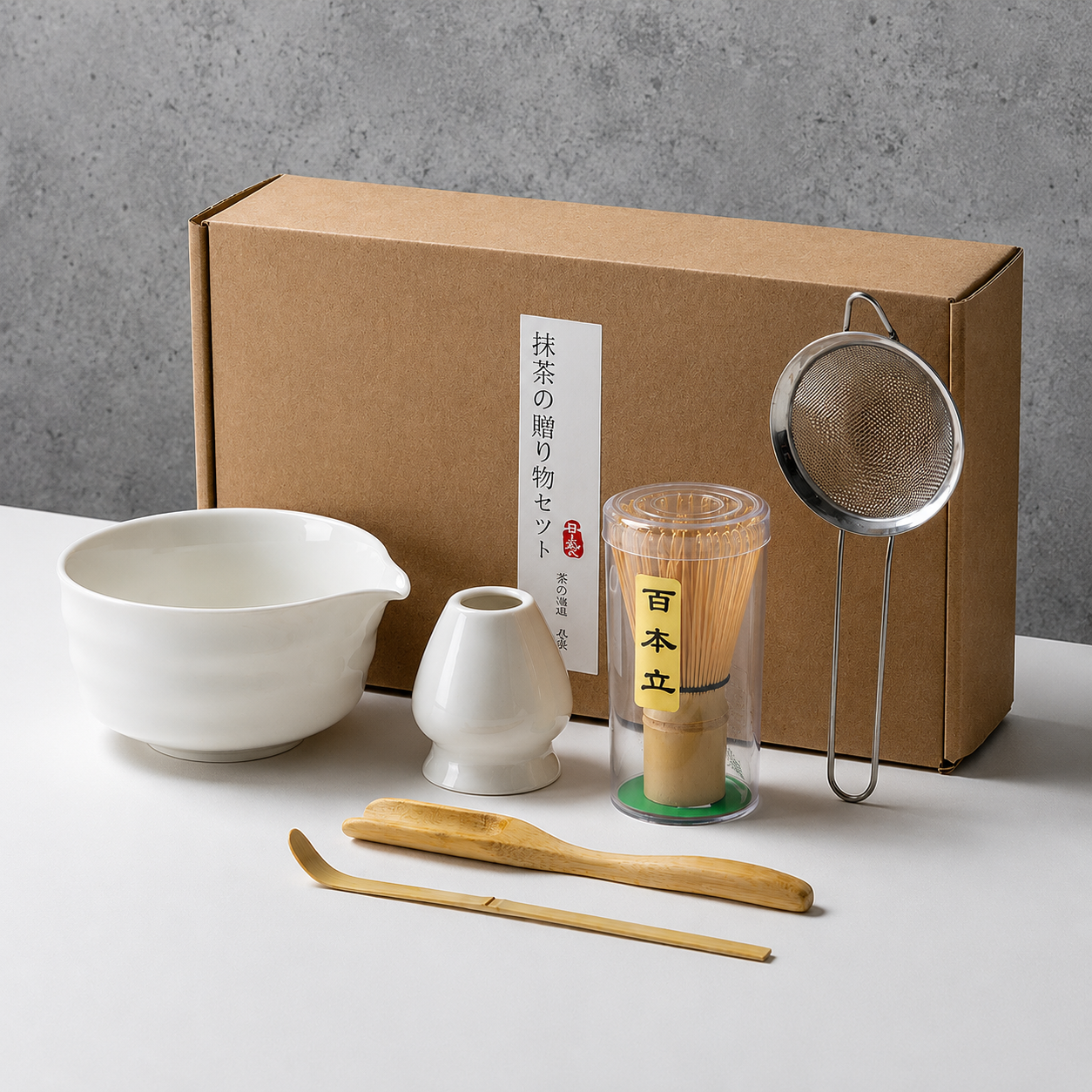 Matcha Tea Set 6-Piece – Ceramic Bowl Bamboo Whisk Tea Kit