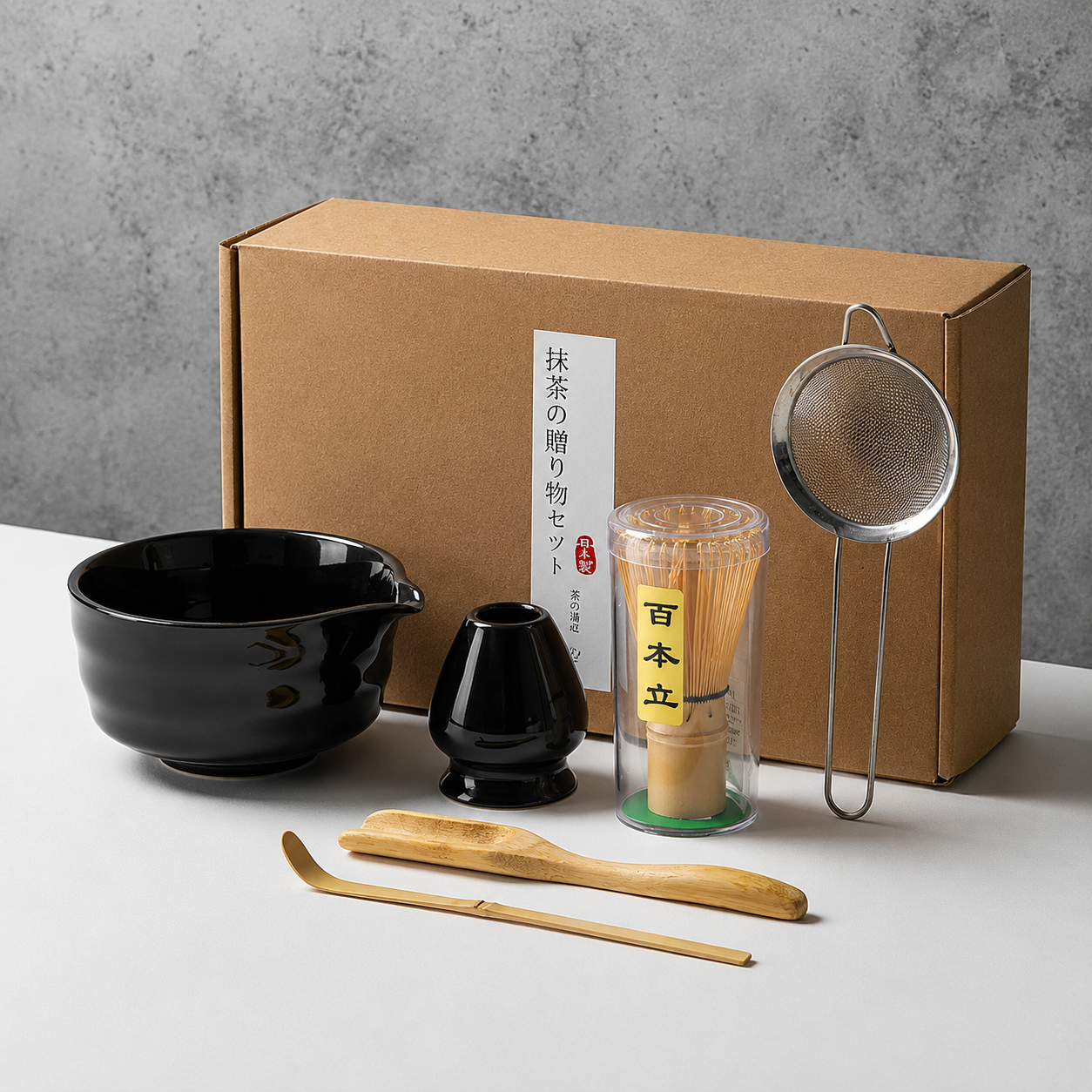 Matcha Tea Set 6-Piece – Ceramic Bowl Bamboo Whisk Tea Kit
