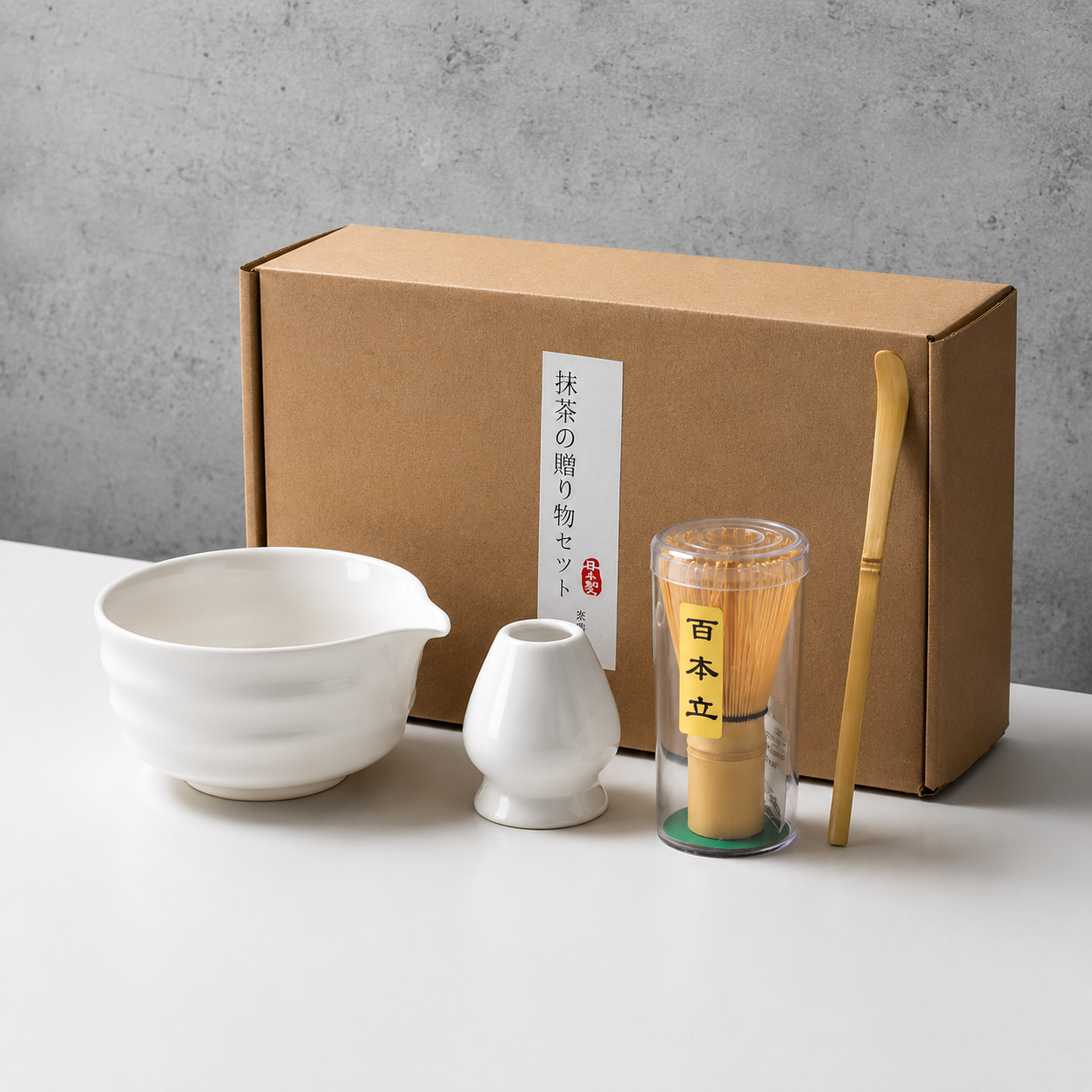 Matcha Tea Set 6-Piece – Ceramic Bowl Bamboo Whisk Tea Kit