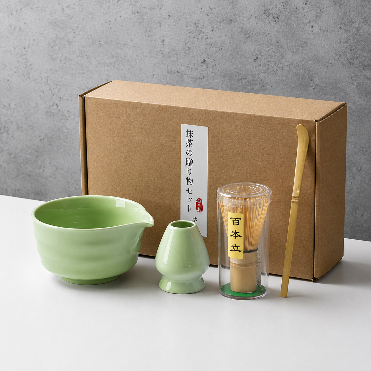 Matcha Tea Set 6-Piece – Ceramic Bowl Bamboo Whisk Tea Kit