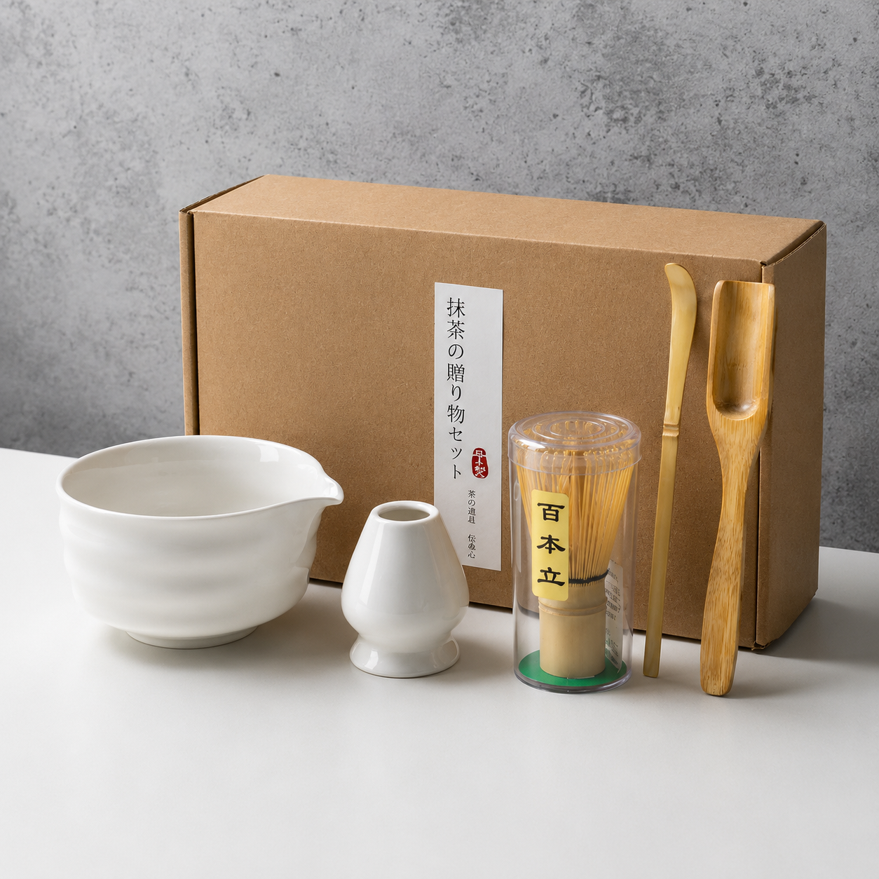 Matcha Tea Set 6-Piece – Ceramic Bowl Bamboo Whisk Tea Kit