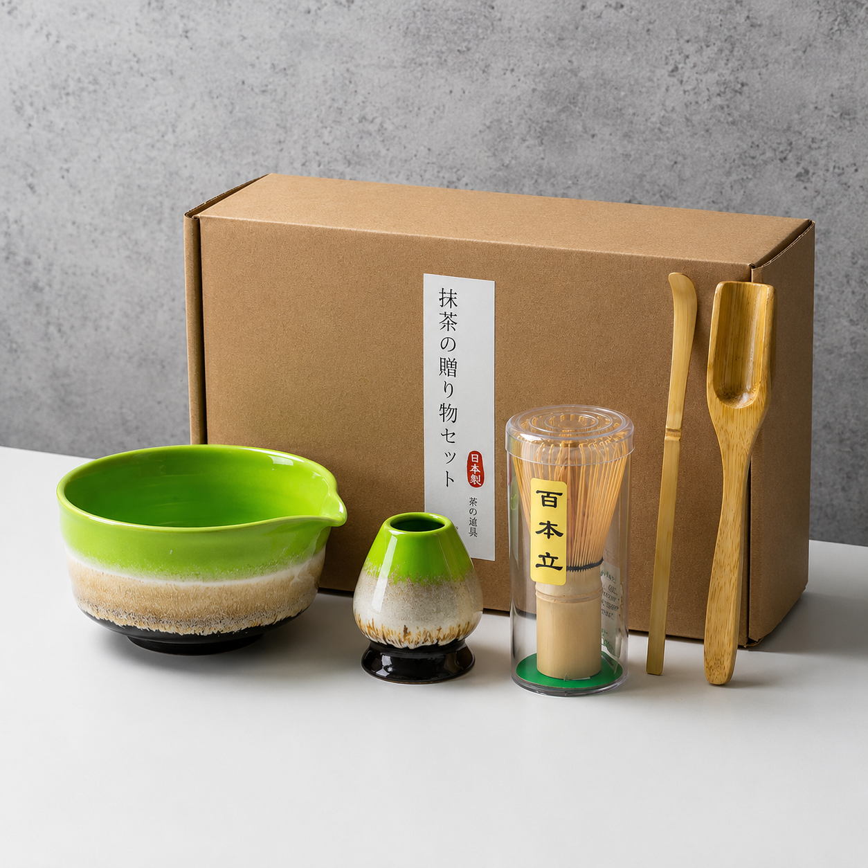 Matcha Tea Set 6-Piece – Ceramic Bowl Bamboo Whisk Tea Kit