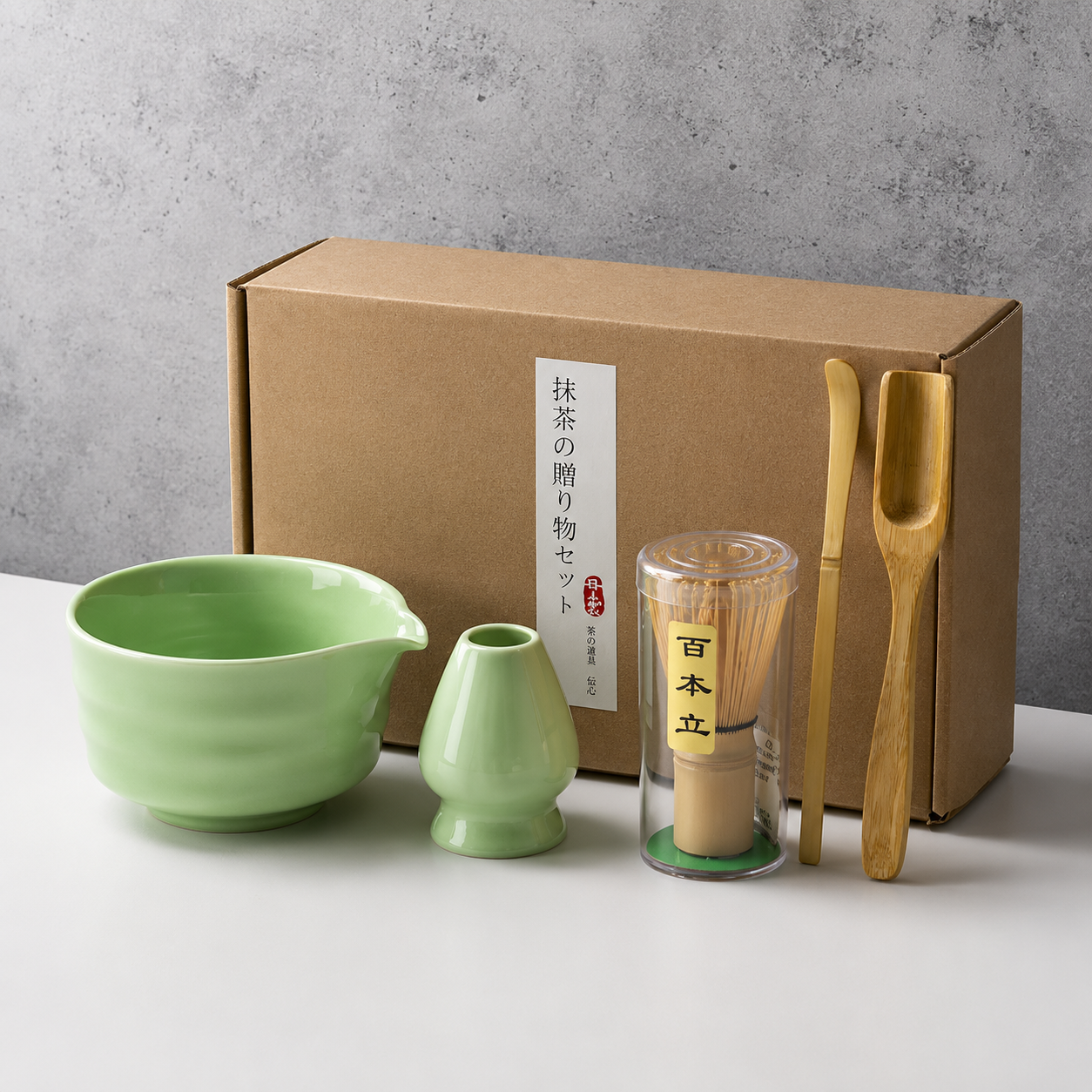 Matcha Tea Set 6-Piece – Ceramic Bowl Bamboo Whisk Tea Kit
