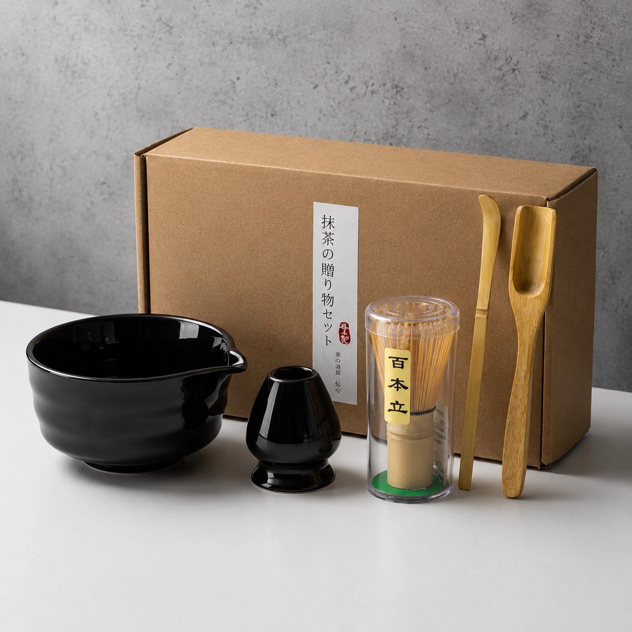 Matcha Tea Set 6-Piece – Ceramic Bowl Bamboo Whisk Tea Kit
