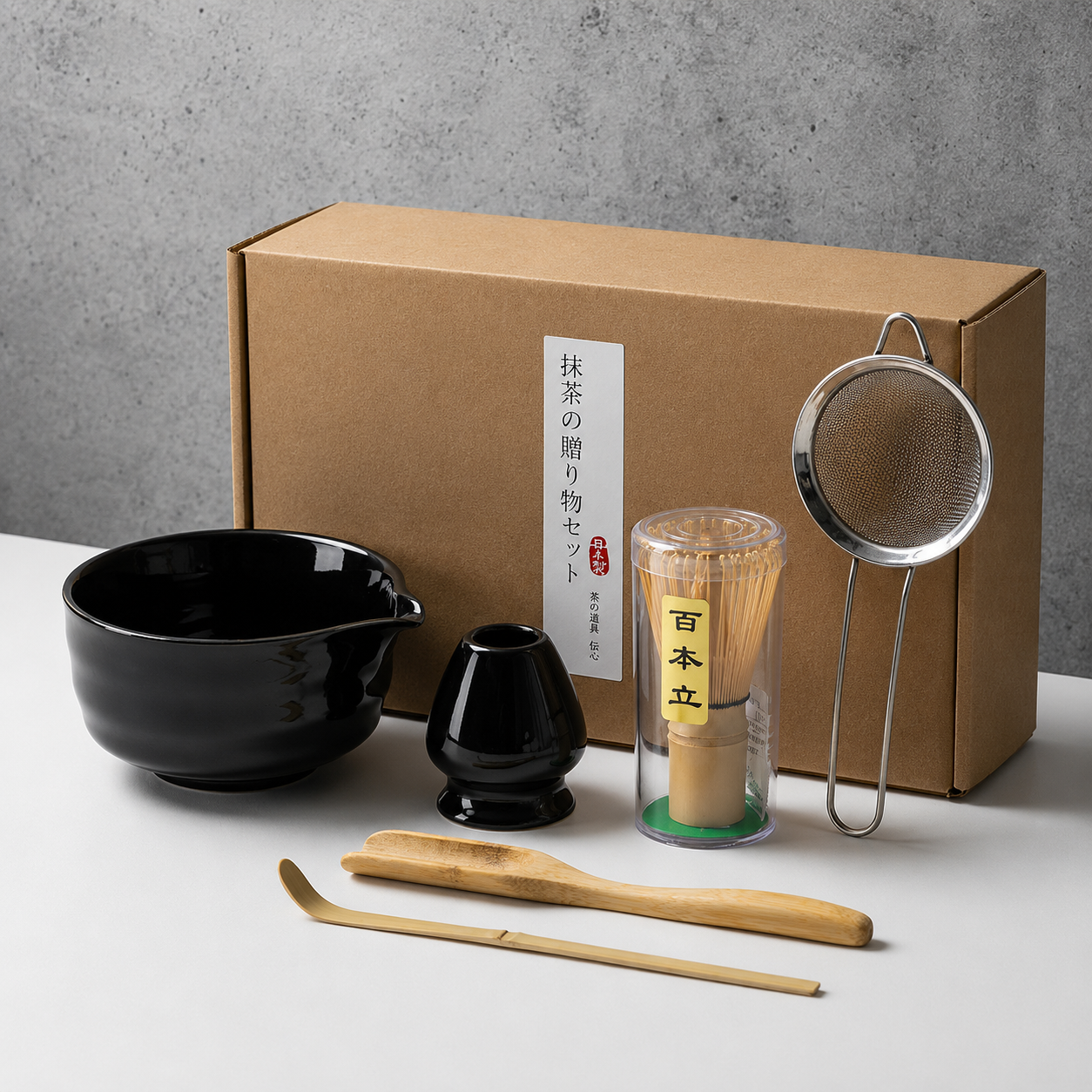 Matcha Tea Set 6-Piece – Ceramic Bowl Bamboo Whisk Tea Kit