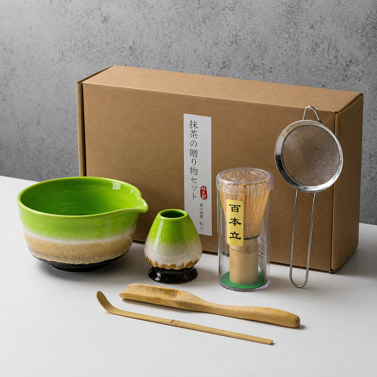 Matcha Tea Set 6-Piece – Ceramic Bowl Bamboo Whisk Tea Kit