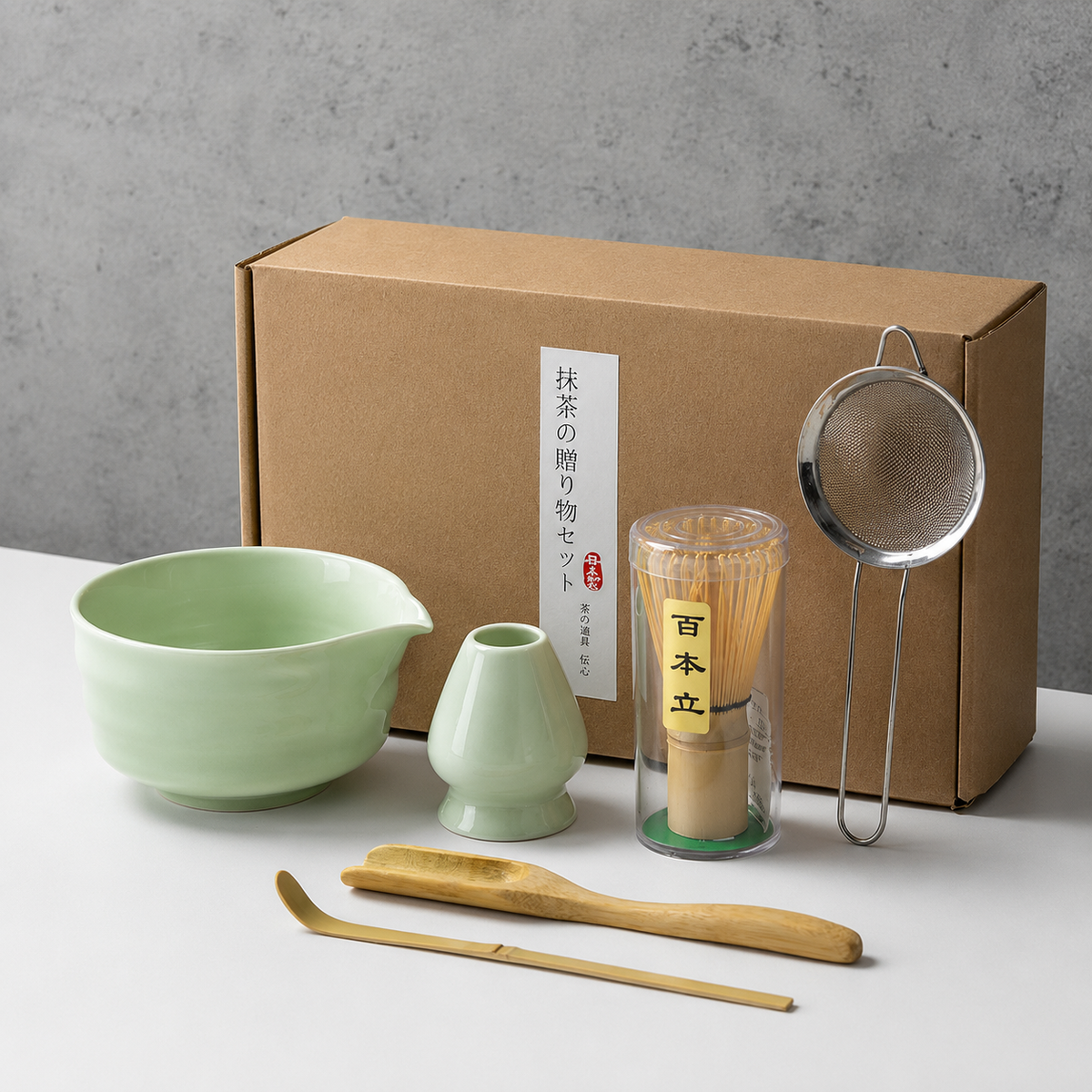 Matcha Tea Set 6-Piece – Ceramic Bowl Bamboo Whisk Tea Kit