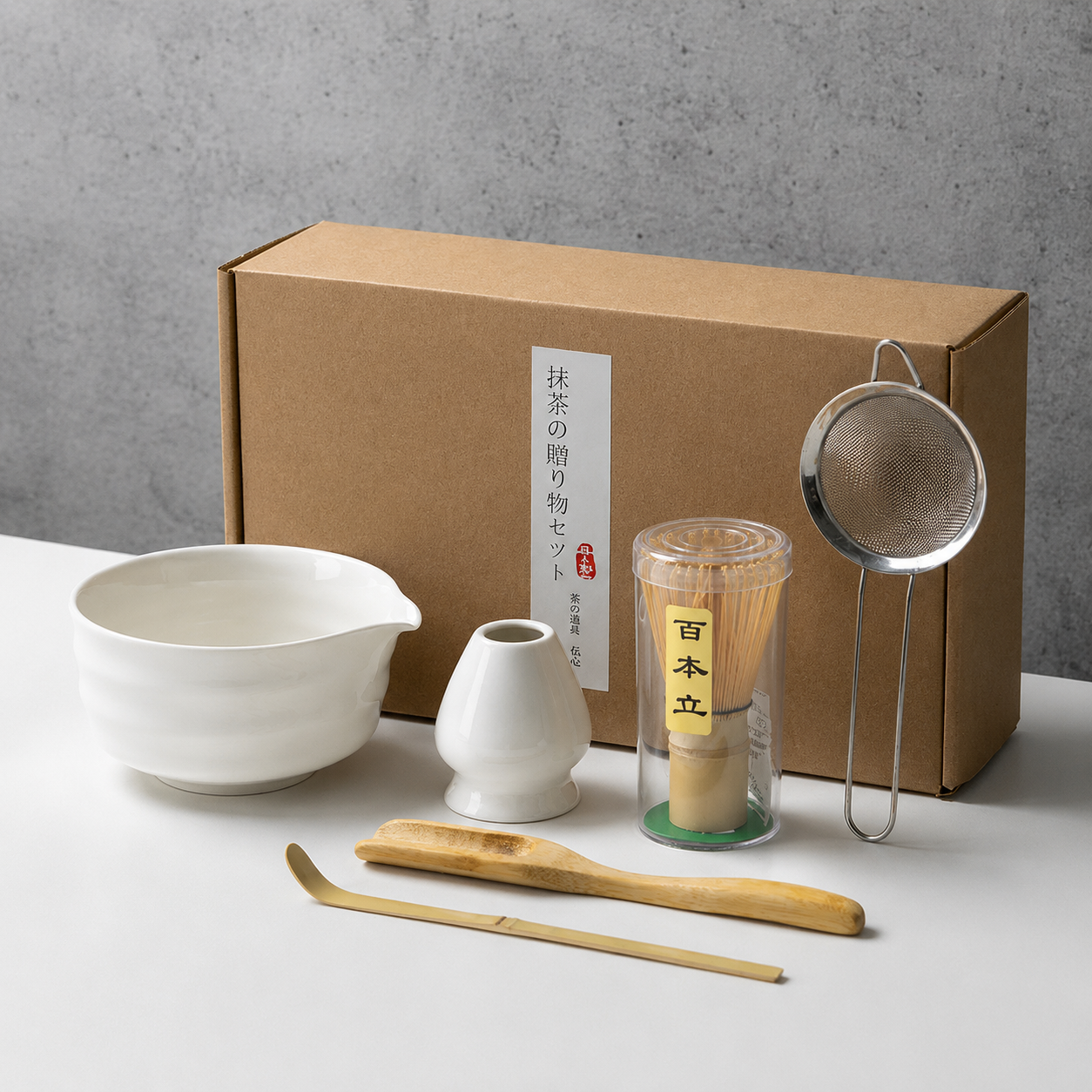 Matcha Tea Set 6-Piece – Ceramic Bowl Bamboo Whisk Tea Kit