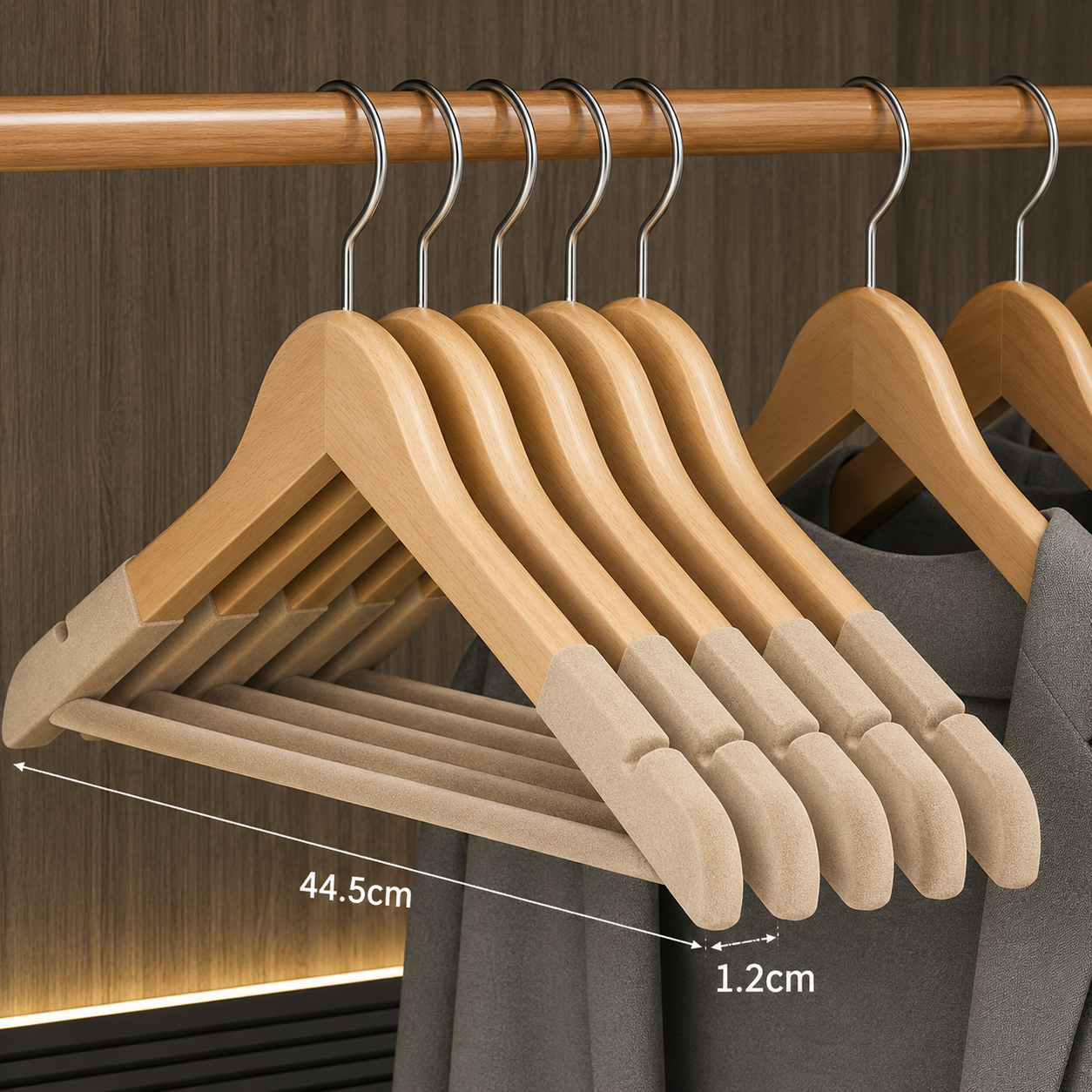 Wooden Clothes Hangers Non-Slip Set of 5