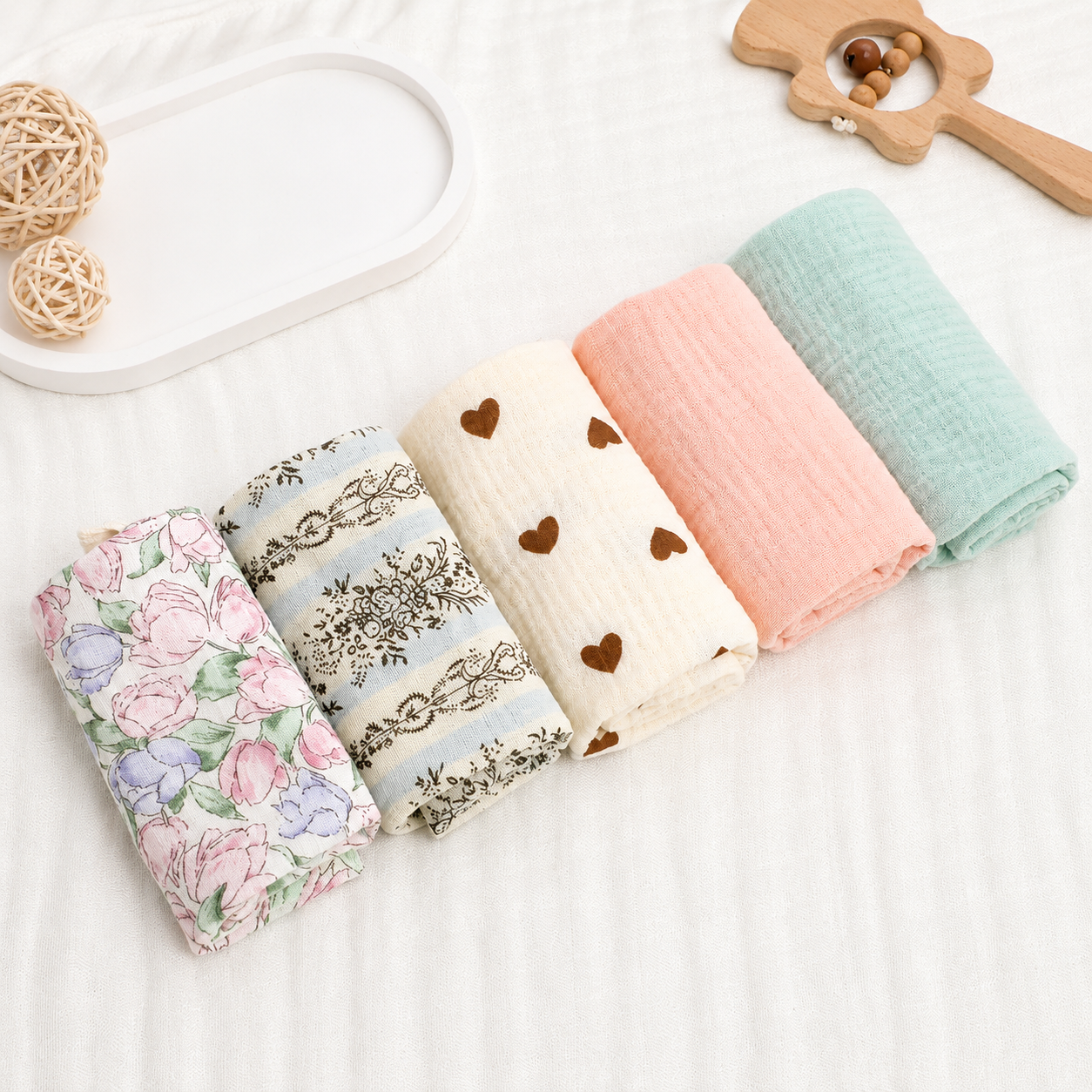 Baby Cotton Washcloths Set of 5