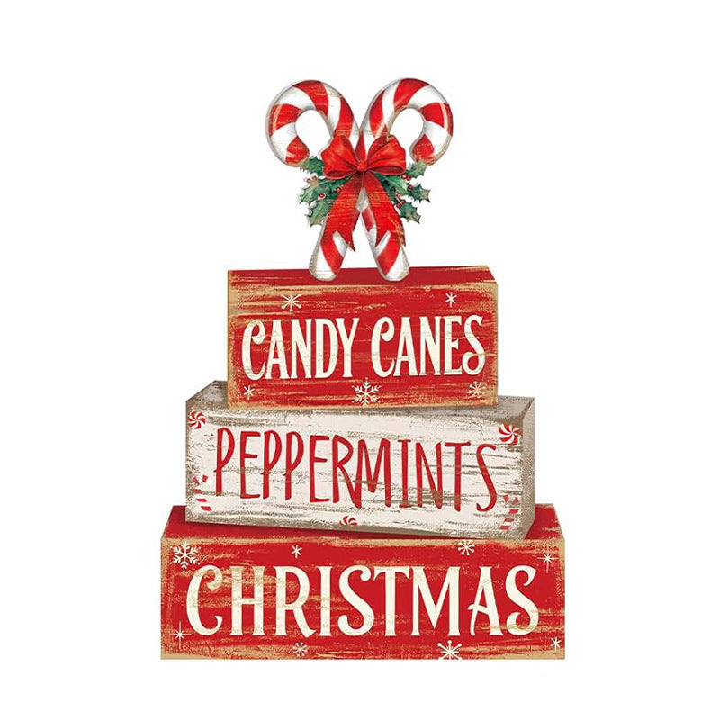 Christmas Candy Cane Wooden Block Set