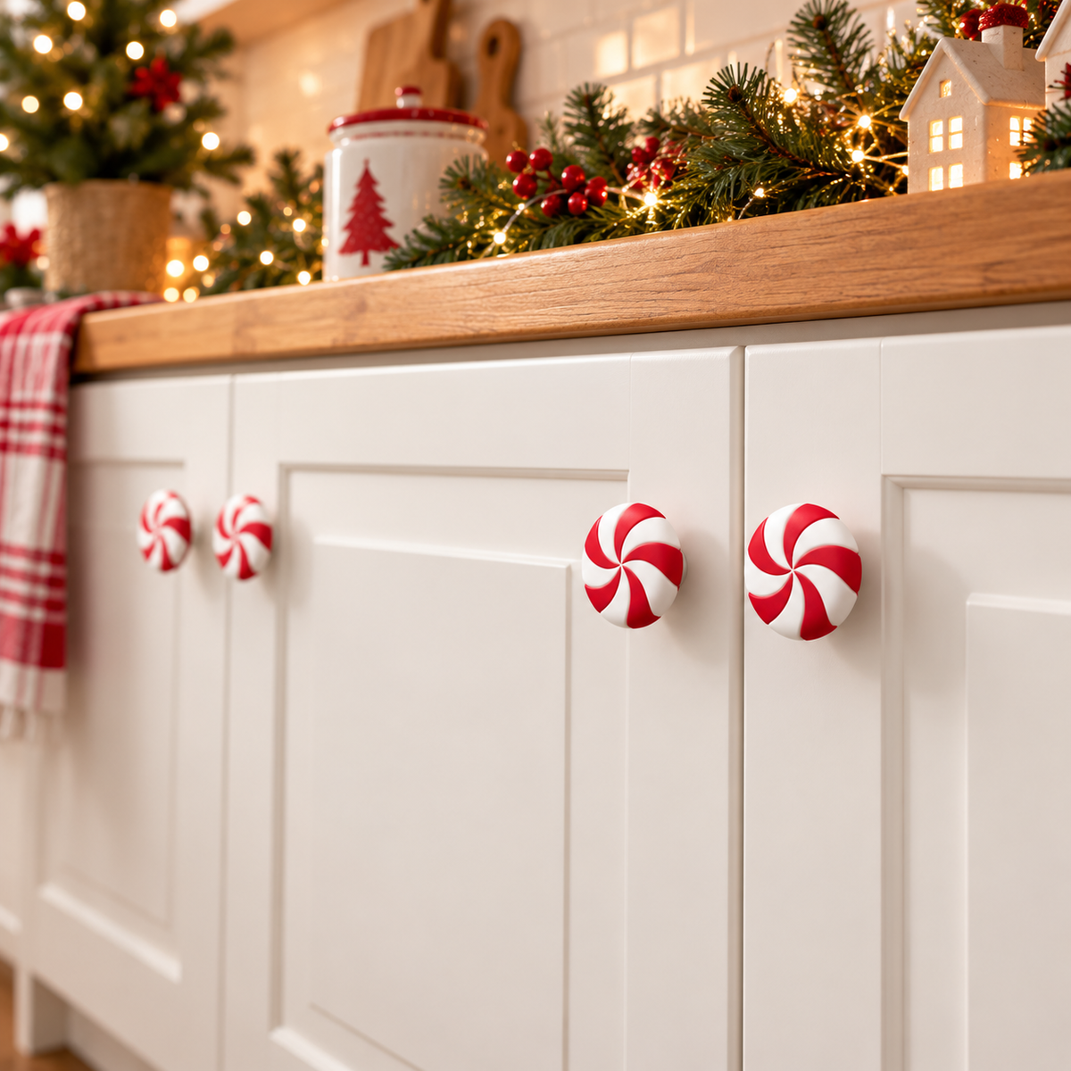 Christmas Peppermint Knob Covers – Set of 5