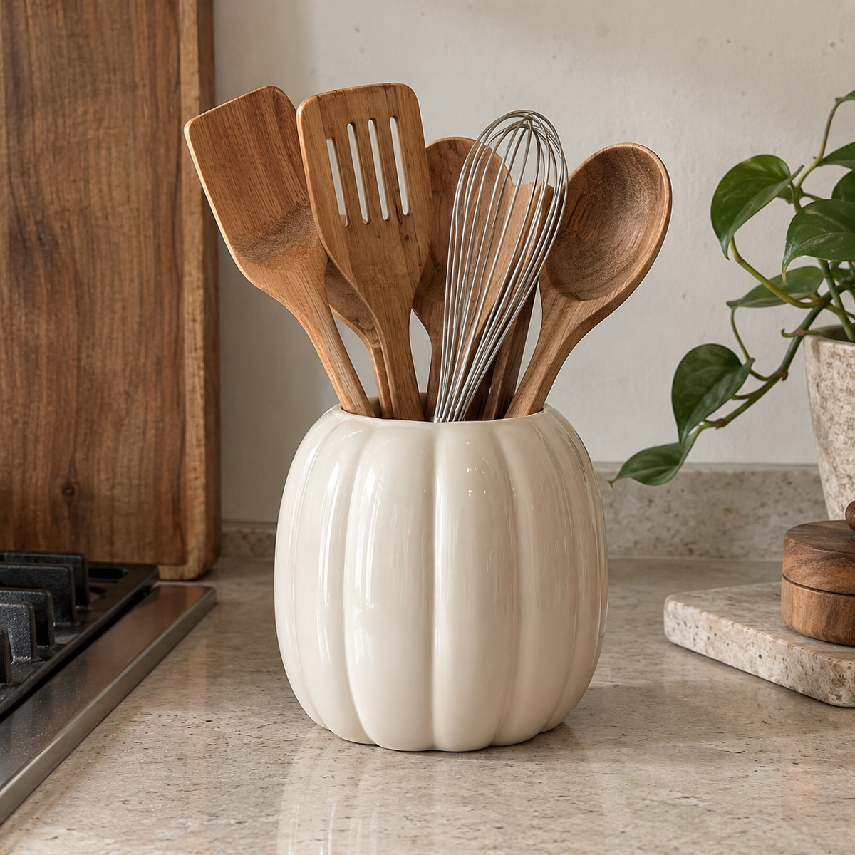White Ceramic Pumpkin Vase