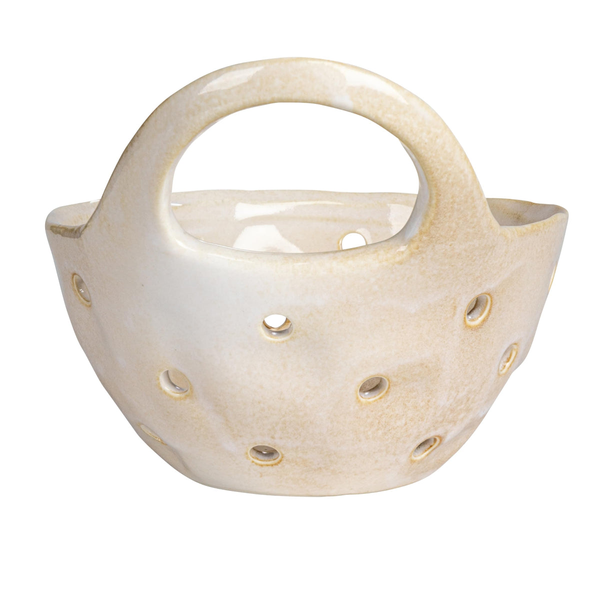 Cream Ceramic Colander Set - 2 Piece Stoneware Baskets