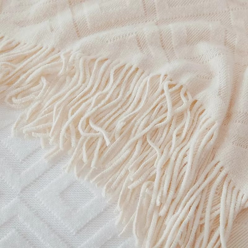 Cream Boho Throw Blanket