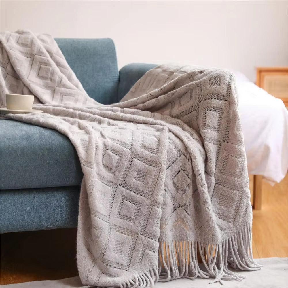 Cream Boho Throw Blanket