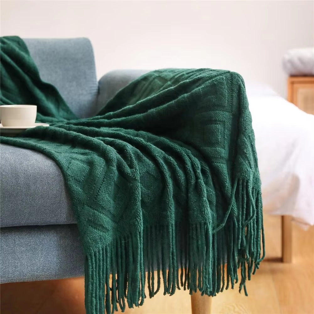 Cream Boho Throw Blanket