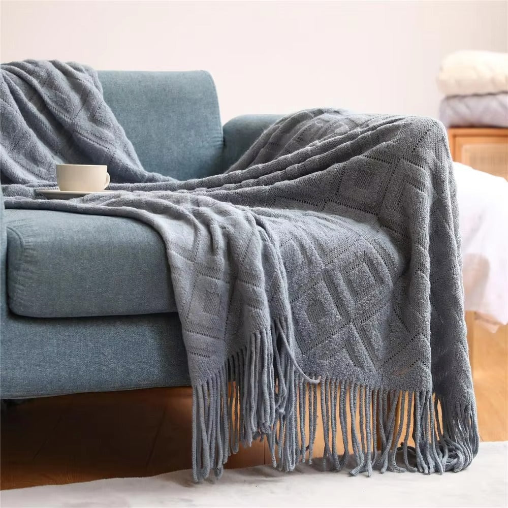 Cream Boho Throw Blanket
