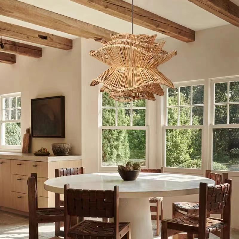 Layered Rattan Pendant Light