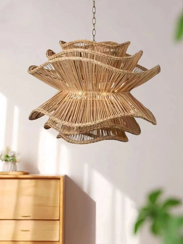Layered Rattan Pendant Light