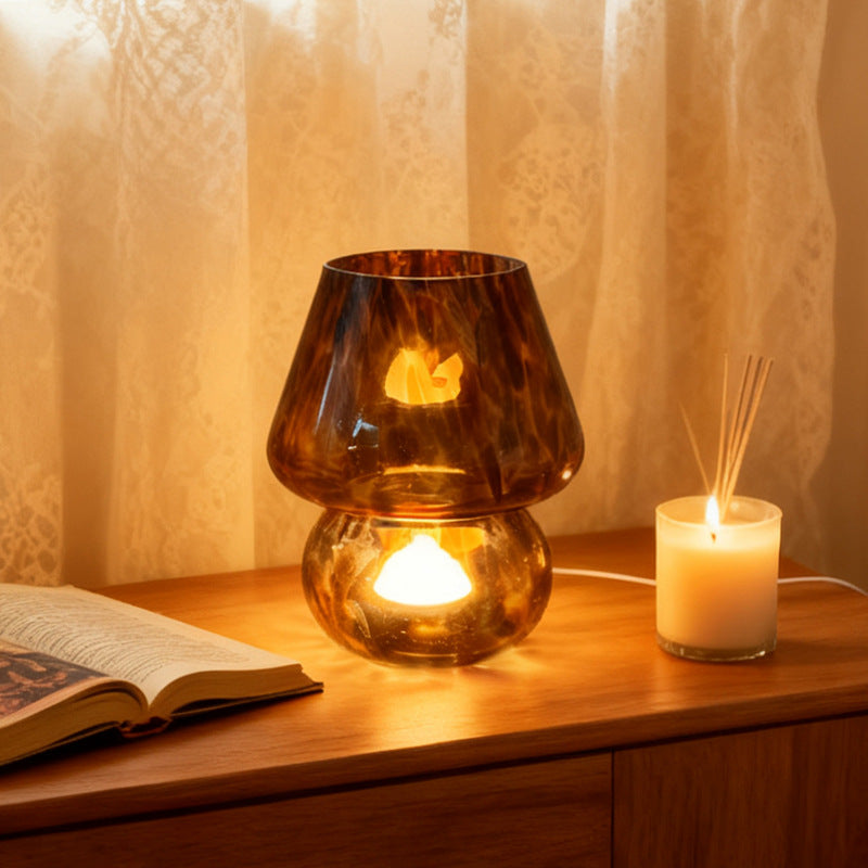 Vintage Glass Mushroom Table Lamp