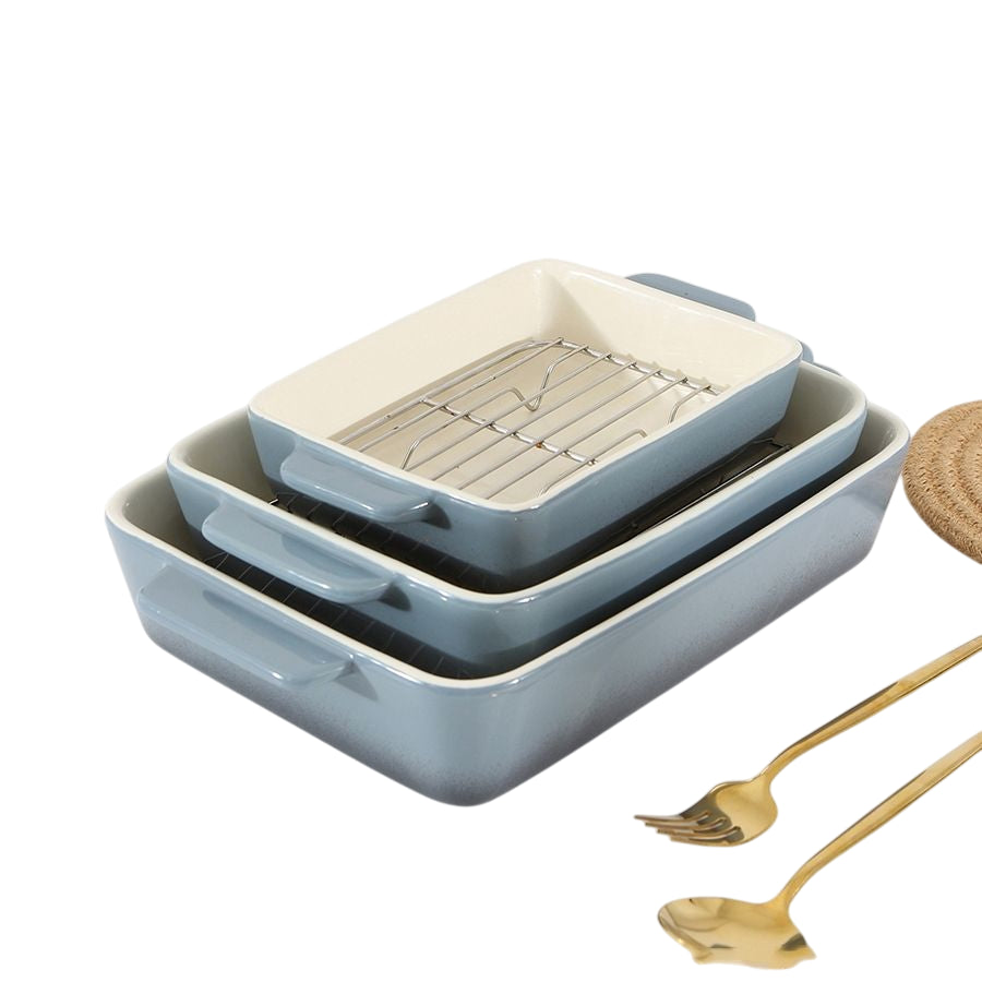 Ceramic Baking Dish with Racks – Rectangular Oven Bakeware