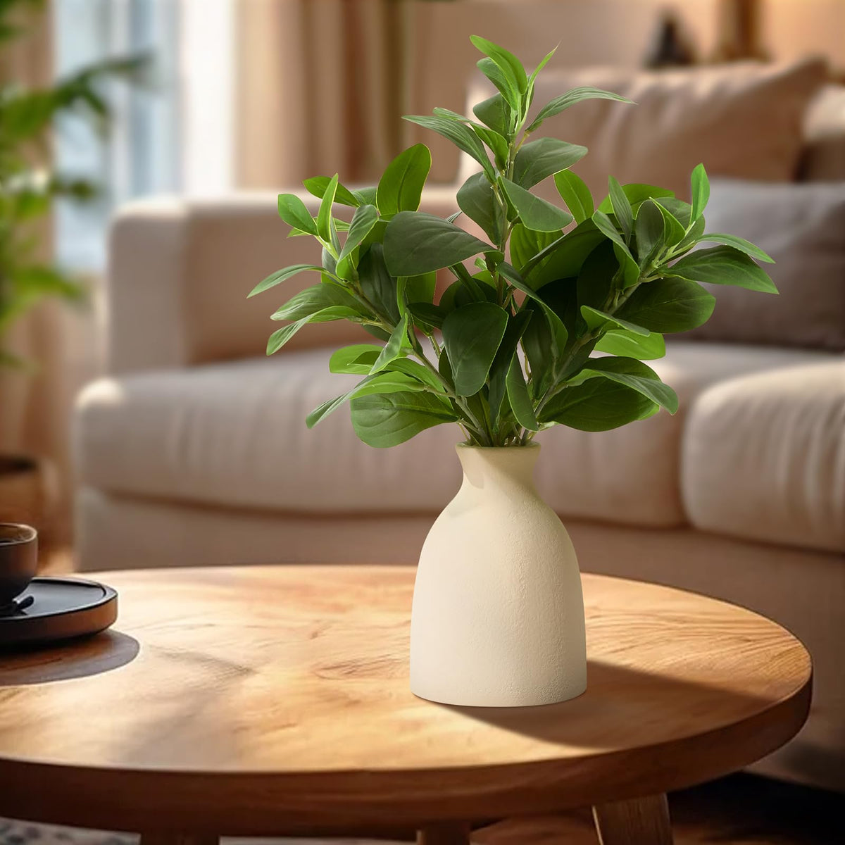 Evergreen Leaf Arrangement - Artificial Greenery Vase