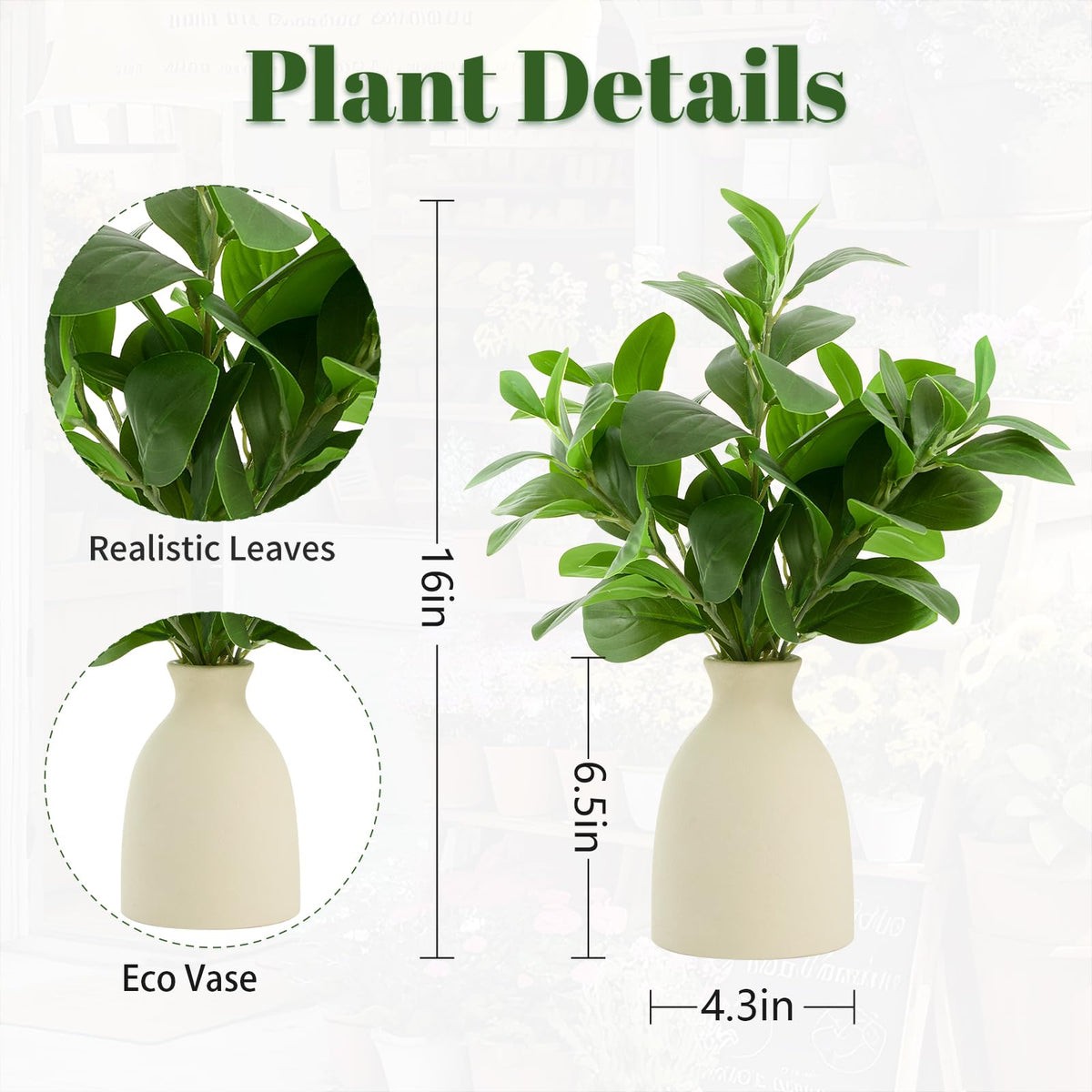 Evergreen Leaf Arrangement - Artificial Greenery Vase