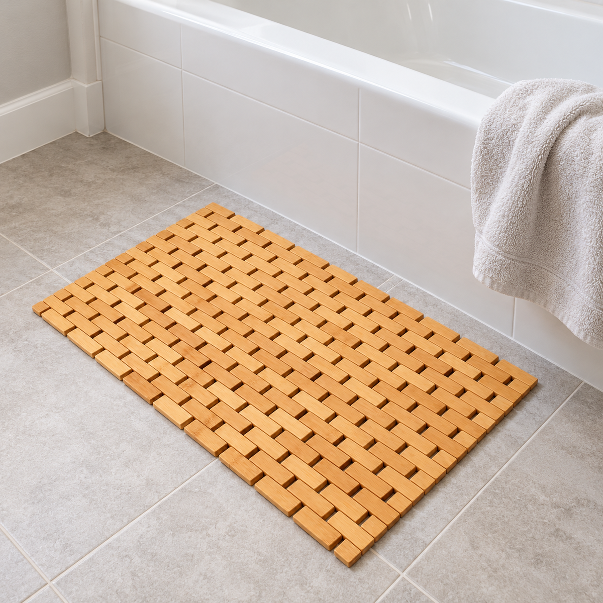 Bamboo Roll-Up Bath Mat
