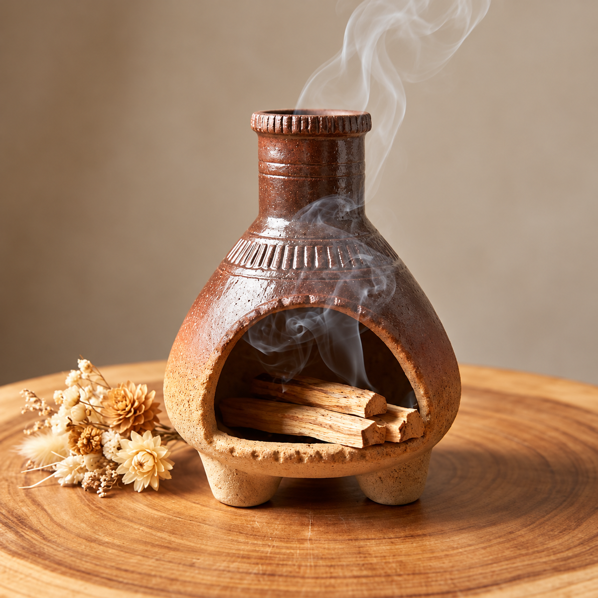 Incense Burner - Rustic Ceramic Chimney Design