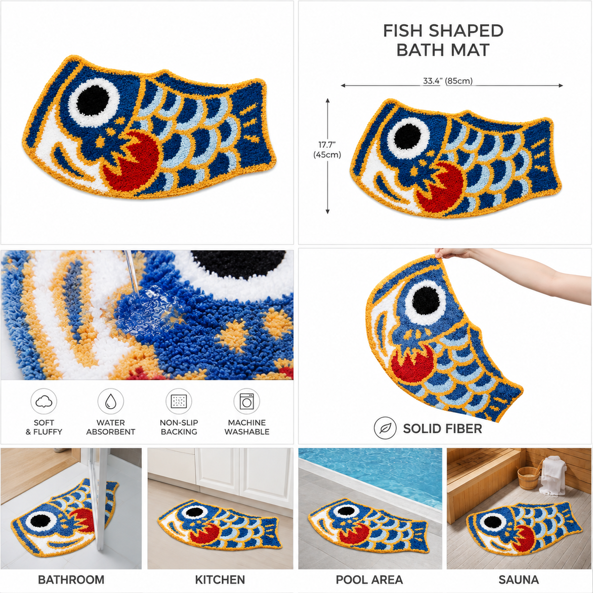 Japanese Koi Fish Bath Mat