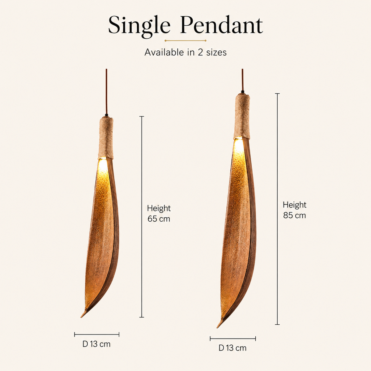 Japanese Wooden Leaf Pendant Light - Adjustable Hanging Lamp