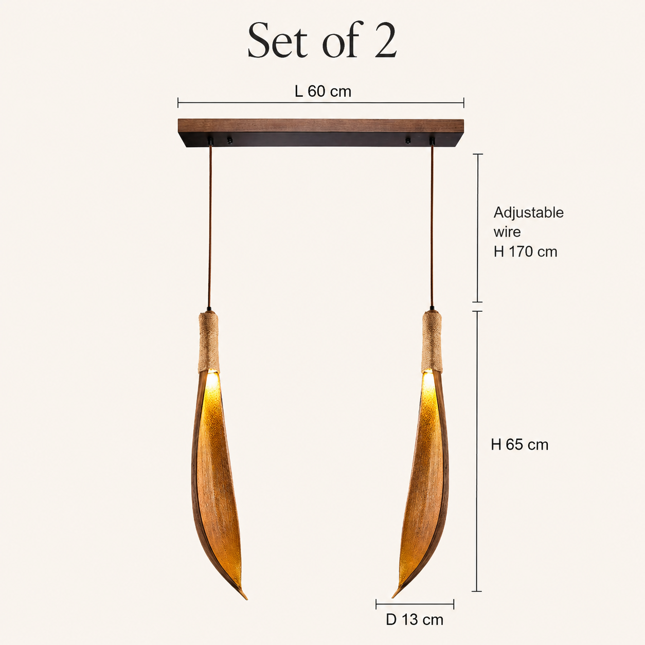 Japanese Wooden Leaf Pendant Light - Adjustable Hanging Lamp
