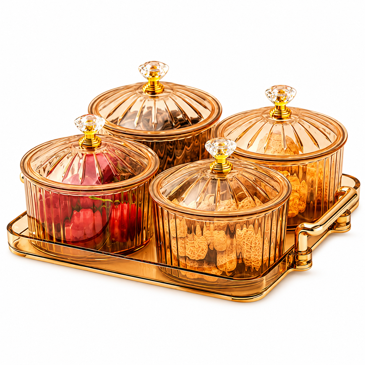 Glass Snack Jar Set - 2-Piece with Serving Tray
