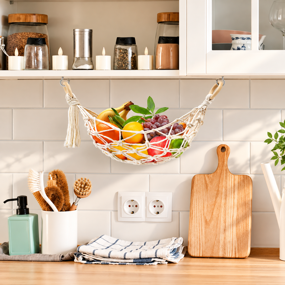 Macrame Fruit Hammock - Hanging Produce Storage