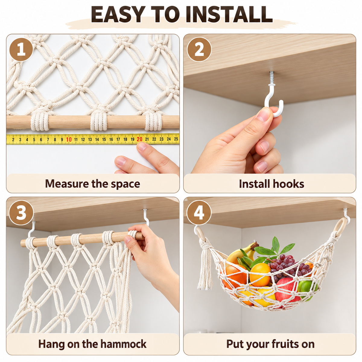 Macrame Fruit Hammock - Hanging Produce Storage