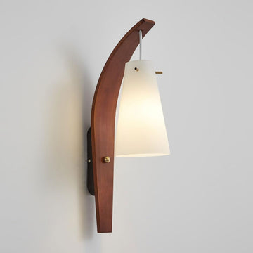 Wabi Sabi Wood Wall Sconce - White Glass Shade